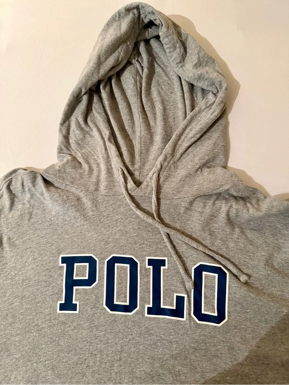 Polo Ralph Lauren Long Sleeve T-Shirt Hoodie Mens XL Gray/Navy Embroidery NWOT